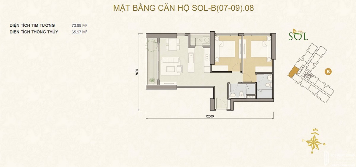 Thiết kế căn hộ 2 phòng ngủ dự án Masteri An Phú