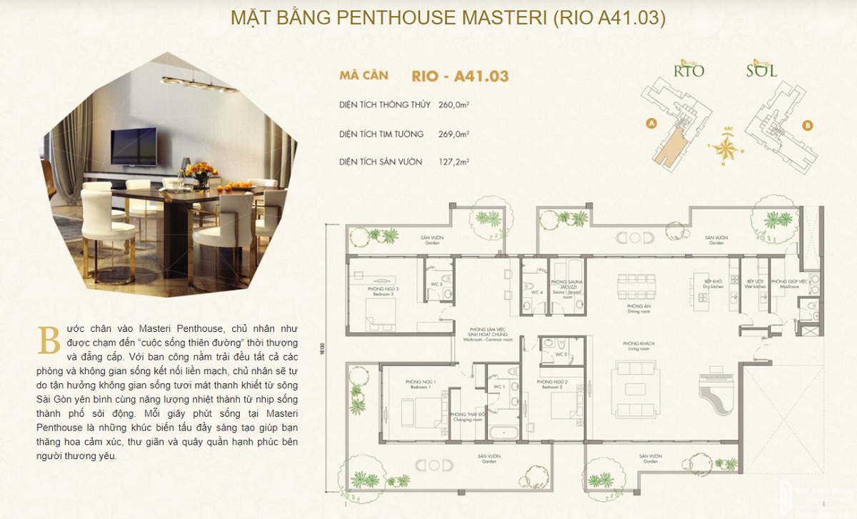 Thiết kế căn hộ Penthouse dự án Masteri An Phú