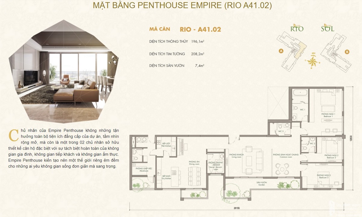 Thiết kế căn hộ Penthouse dự án Masteri An Phú